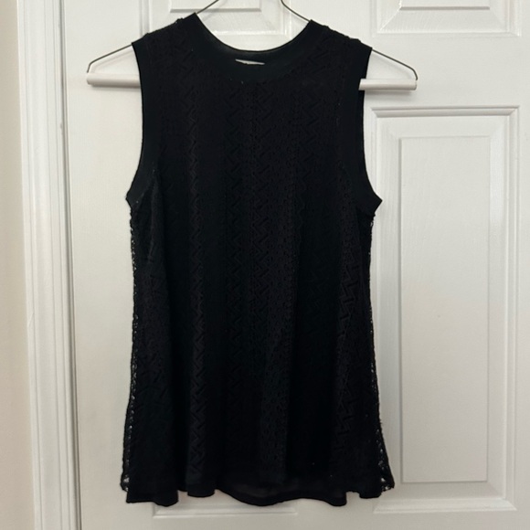 Three Dots Sleeveless Black Lace Top - Picture 1 of 3